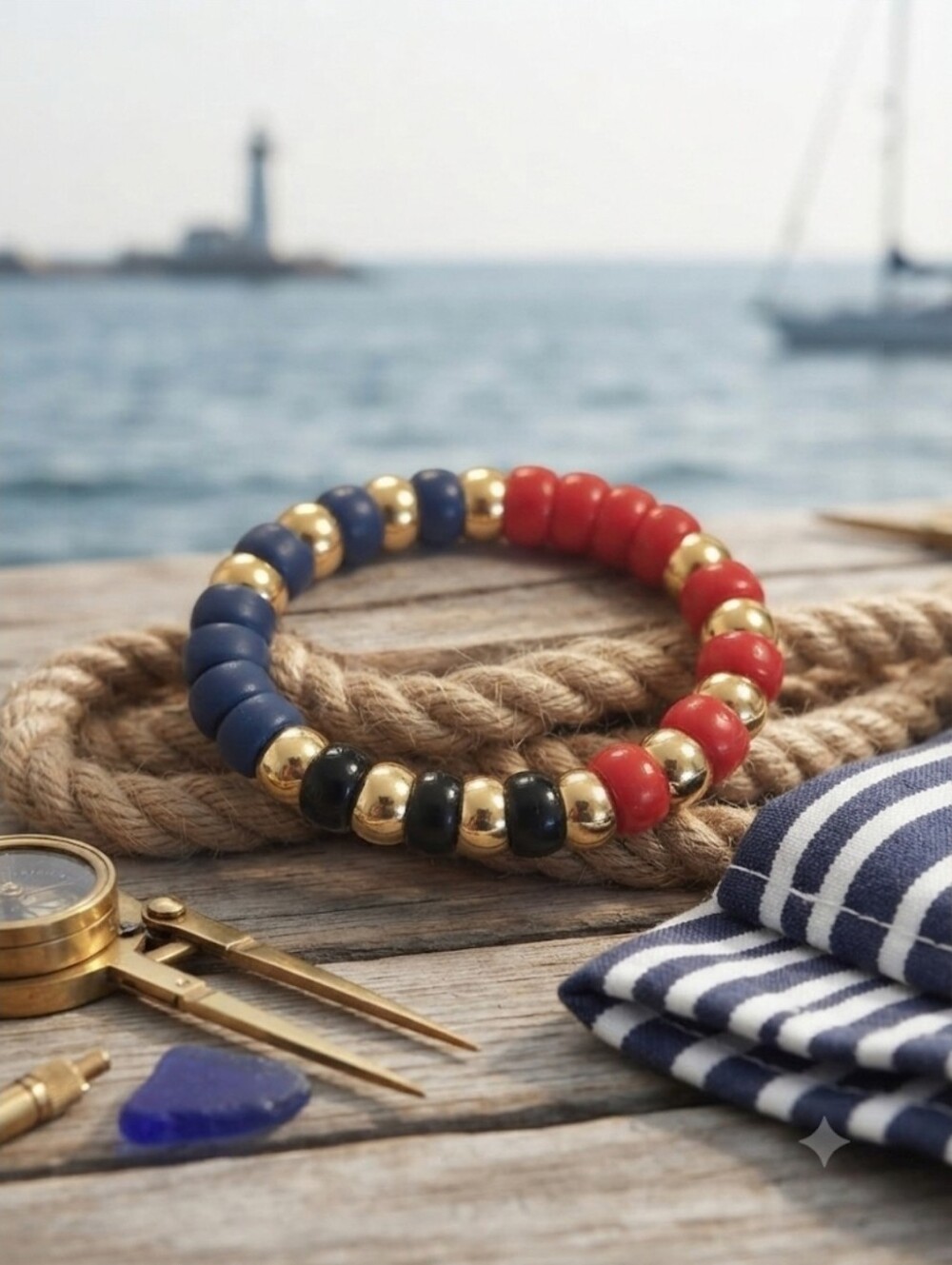 NWT Tuckernuck Claret Beaded Bradley Bracelet Nautical